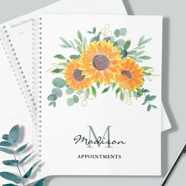 Sunflower Eucalyptus Greenery Custom Appointments  Planner (Creator Uploaded)
