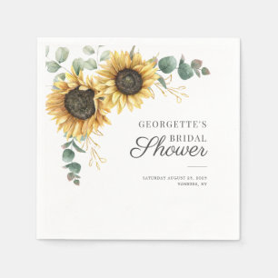 Sunflower Eucalyptus Greenery Floral Bridal Shower Napkin