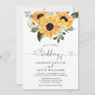 Sunflower Eucalyptus Greenery Wedding  Invitation