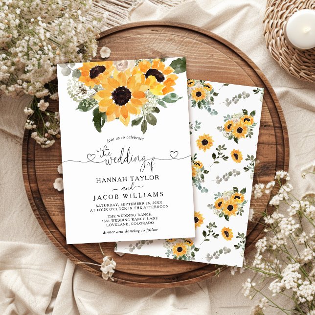 Sunflower Eucalyptus Greenery Wedding  Invitation (Creator Uploaded)