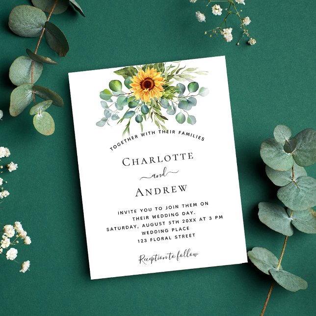 Sunflower eucalyptus greenery wedding invitation (Creator Uploaded)