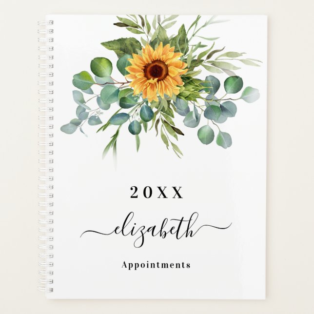 Sunflower eucalyptus greenry script name planner (Front)