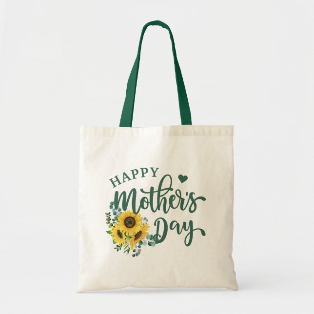 Sunflower Eucalyptus Happy Mother's Day Tote Bag (Front)