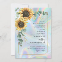 Sunflower Eucalyptus Holographic QR Code Wedding