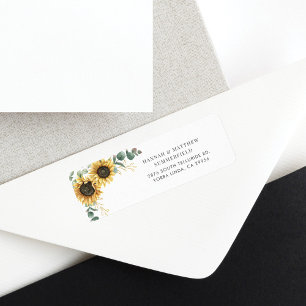 Sunflower Eucalyptus Leaves Floral Return Address