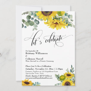 Sunflower Eucalyptus Let's Celebrate Reception Invitation