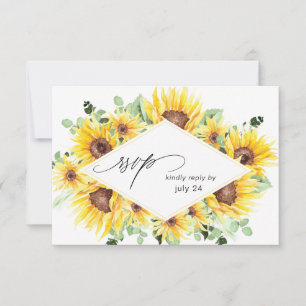 Sunflower & Eucalyptus MOD Floral w Meal RSVP Card