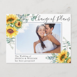 Sunflower Eucalyptus PHOTO Wedding Change of Plans Postcard