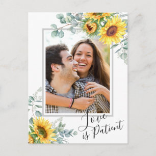 Sunflower Eucalyptus PHOTO Wedding Change of Plans Postcard
