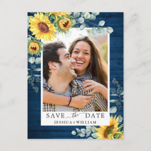 Sunflower Eucalyptus PHOTO Wedding Save the Date  Postcard