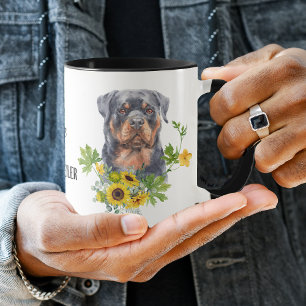 Sunflower Eucalyptus Rottweiler Dog Mug