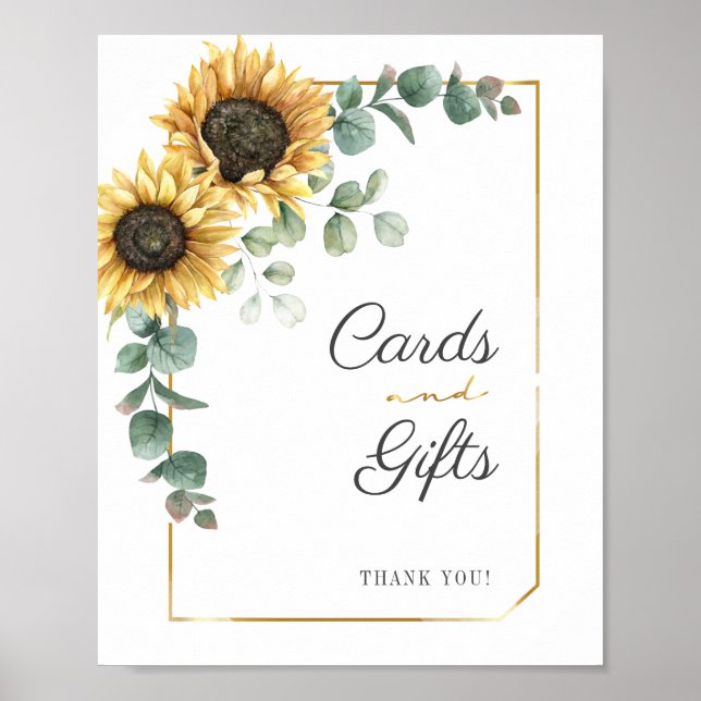 Sunflower Eucalyptus Rustic Cards and Gifts Sign (Front)