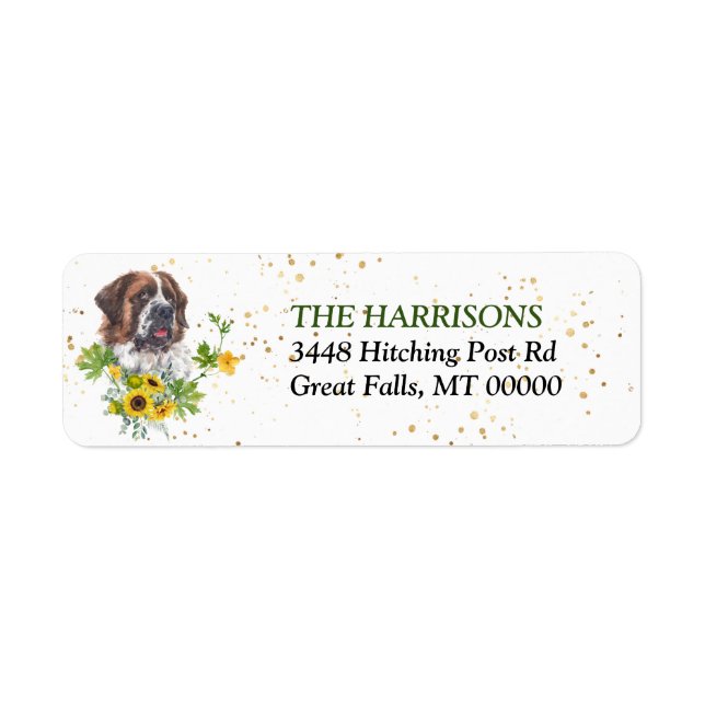 Sunflower Eucalyptus Saint Bernard Return Address (Front)