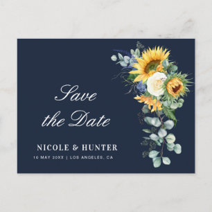 sunflower eucalyptus save the date postcard
