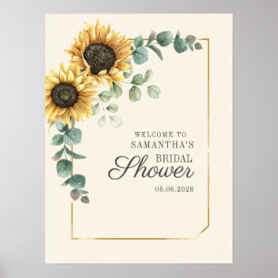 Sunflower Eucalyptus Script Bridal Shower Sign