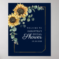 Sunflower Eucalyptus Script Bridal Shower Welcome