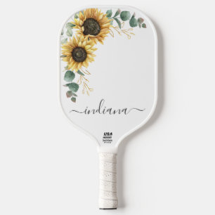 Sunflower Eucalyptus Script Name Botanical Pickleball Paddle