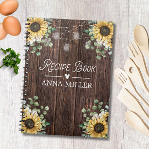 Sunflower Eucalyptus String Light Recipe Notebook