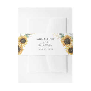 Sunflower Eucalyptus Succulent Wedding Invitation Invitation Belly Band