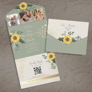 Sunflower Eucalyptus Wedding All-in-One Invitation