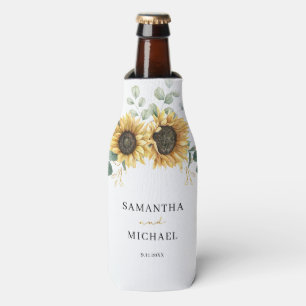 Sunflower Eucalyptus Wedding Favour Greenery Bottle Cooler