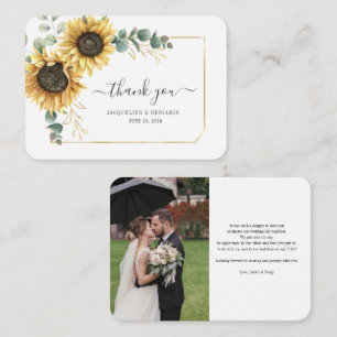 Sunflower Eucalyptus Wedding Photo Thank You Card