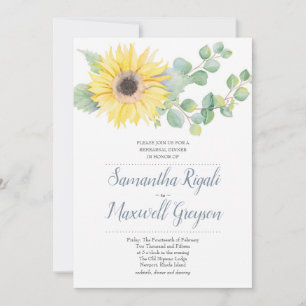 Sunflower & Eucalyptus Wedding Rehearsal Dinner Invitation
