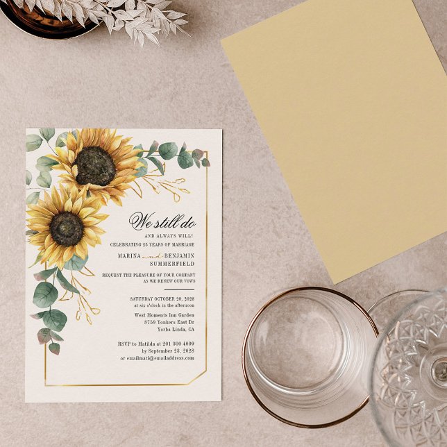 Sunflower Eucalyptus Wedding Vow Renewal Invite (Creator Uploaded)