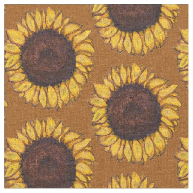 Sunflower Fabric Sunflower Fabric Cotton or Poly (Close Up)