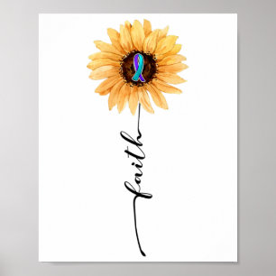 Sunflower Faith Blue Purple Suicide Prevention Awa Poster