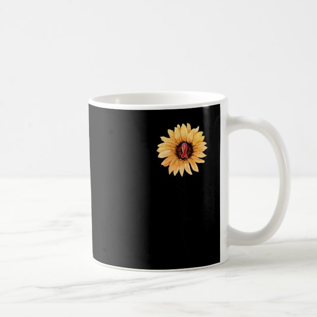 Sunflower FAITH Burgundy Ribbon Brain Aneurysm Awa Coffee Mug (Right)