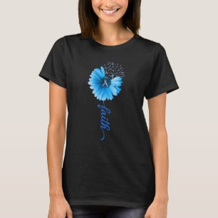 Sunflower Faith Diabetes Awareness Warrior Blue Ri T-Shirt