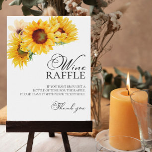 Sunflower Fall Bridal Shower Wine Raffle Game Sign