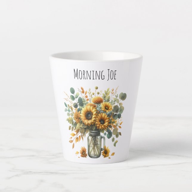 Sunflower Fall Chic Country Gift Latte Mug (Front)