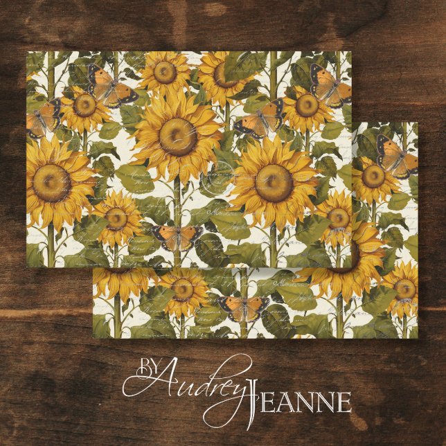 Sunflower Fall Floral Butterfly Ephemera Decoupage Tissue Paper (Creator Uploaded)