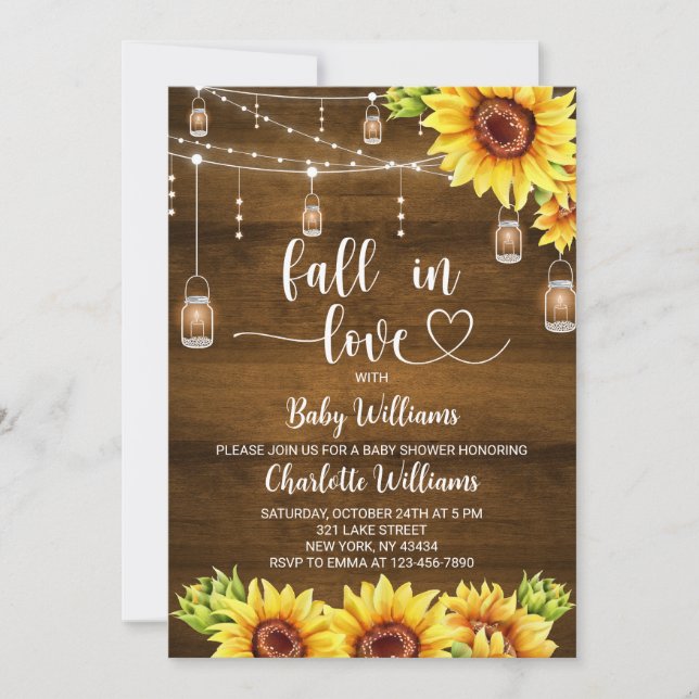 Sunflower Fall in Love Baby Shower Invitation (Front)