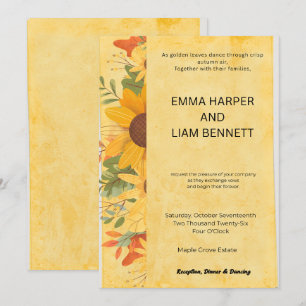 Sunflower Fall Wedding Invitation Editable Autum