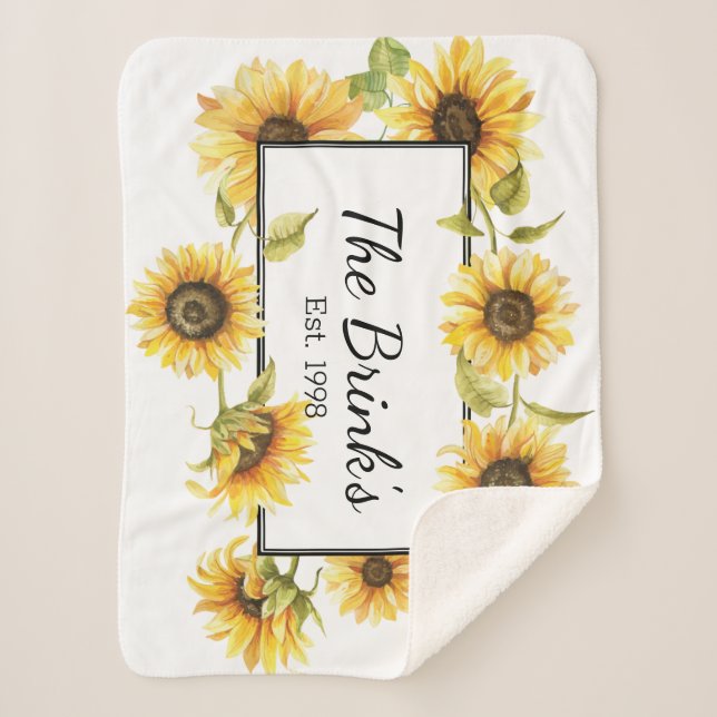 Sunflower Family Sherpa Blanket Customisable (Front)