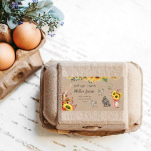 sunflower farmhouse rustic script Egg Carton Label