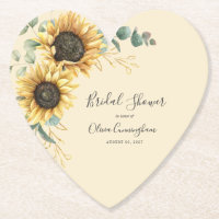 Sunflower Faux Gold Floral Script Bridal Shower