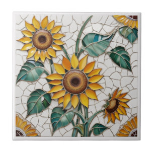 Sunflower Faux Mosaic White Tile