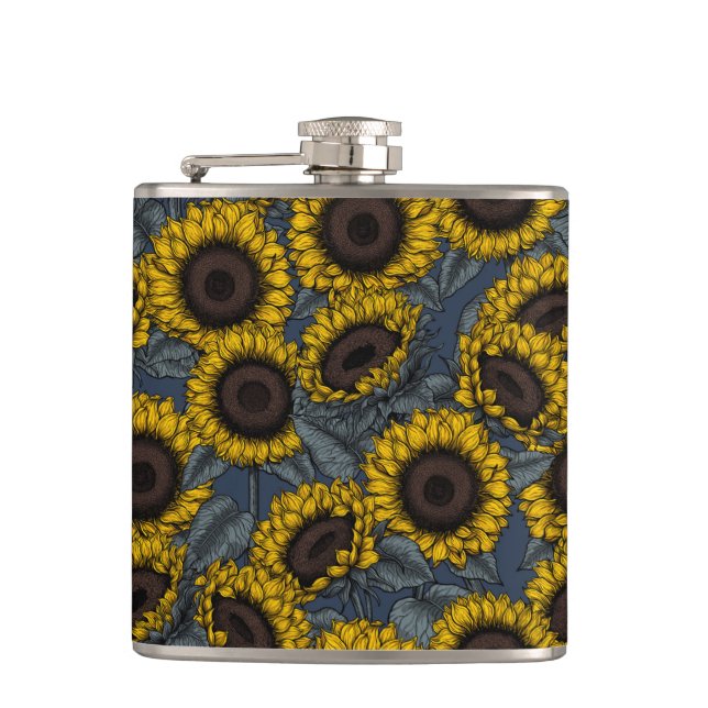 Sunflower field 2 hip flask (Front)