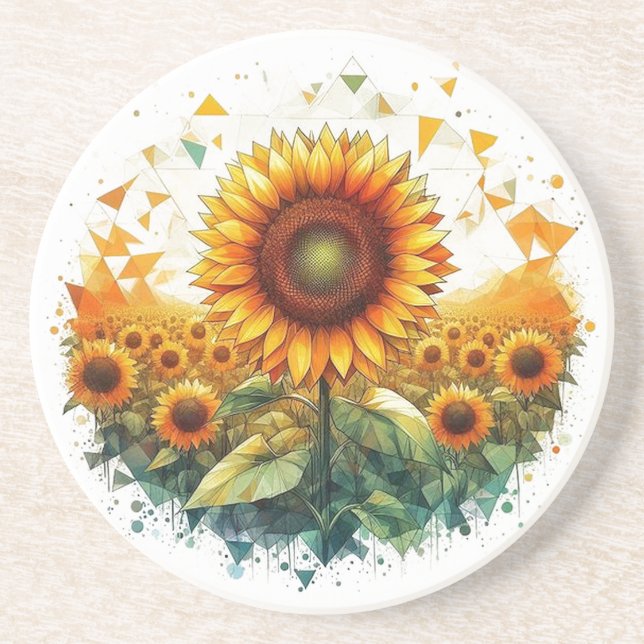 Sunflower Field – Art Deco Coaster (Front)