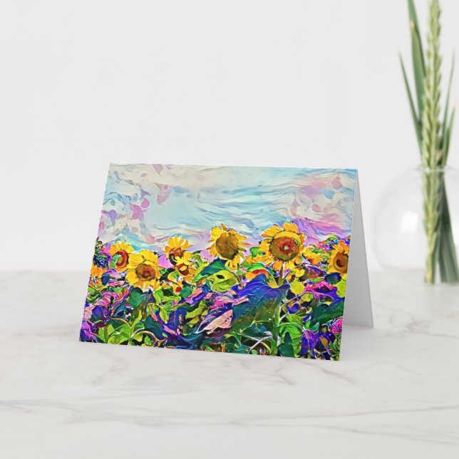 Sunflower Field Art Note Card (Front)