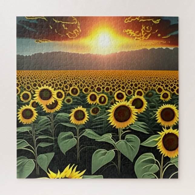 sunflower field at sunset     jigsaw puzzle (Vertical)