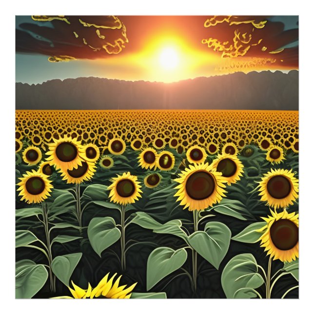 sunflower field at sunset    photo print (Front)
