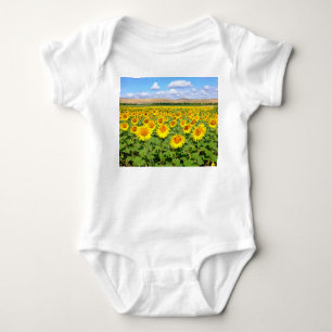 Sunflower field baby bodysuit