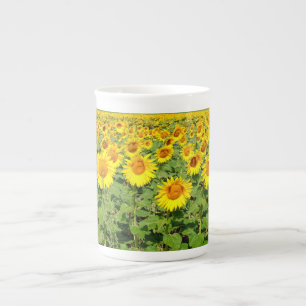 Sunflower field bone china mug