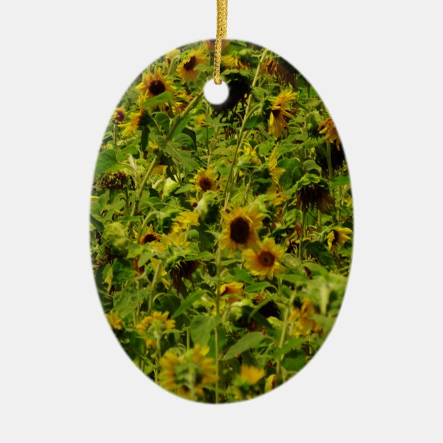 Sunflower field ceramic tree decoration (Front)