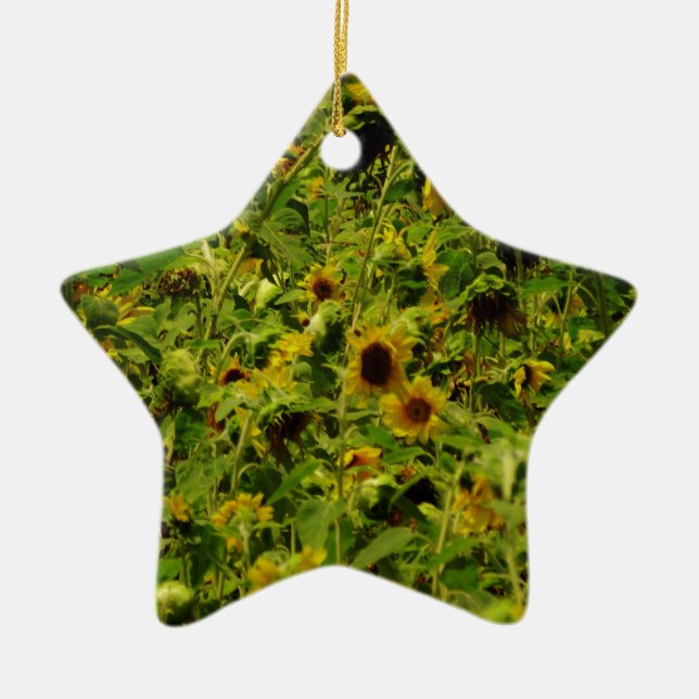Sunflower field ceramic tree decoration (Front)